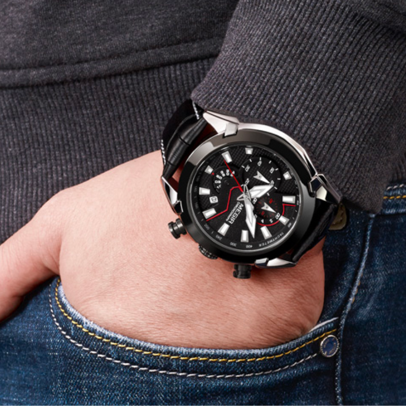 Minimalistische Lederuhr - Megir