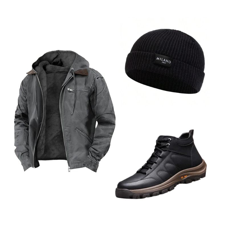 HÖLZ 6 | Jacken + Lederstiefel + Mütze