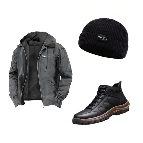 HÖLZ 6 | Jacken + Lederstiefel + Mütze