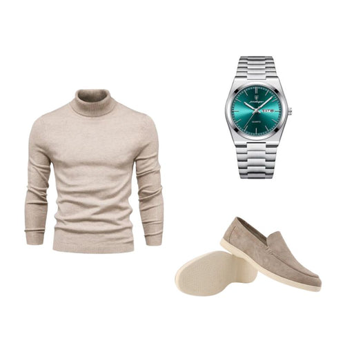 HÖLZ 4 | Wollpullover + Loafer + Uhr